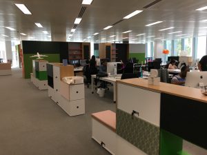 Office space with people working